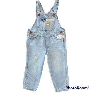 OshKosh B'gosh Girls Light Wash Denim Overalls With Lace Accents